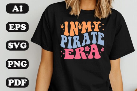 Download In My Pirate Era Groovy Retro Wavy T-shi - Premium Resources