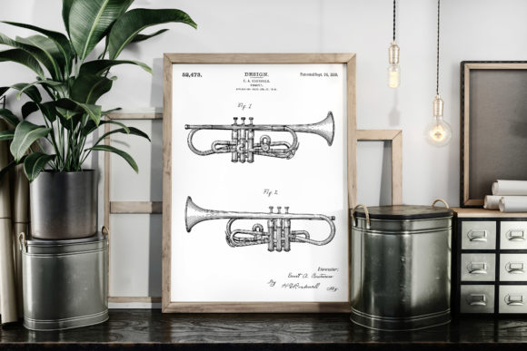 Download Trumpet 1918 Vintage Patent Art Poster - 1918 Collection